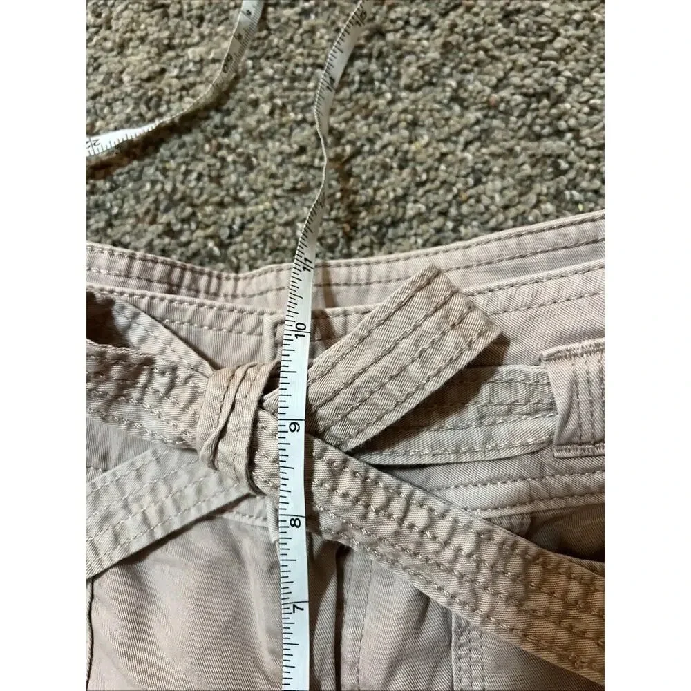 Y2K American Eagle Womens Mid Rise Midi Stretch Khaki Tan Shorts Size 4‎ Safari